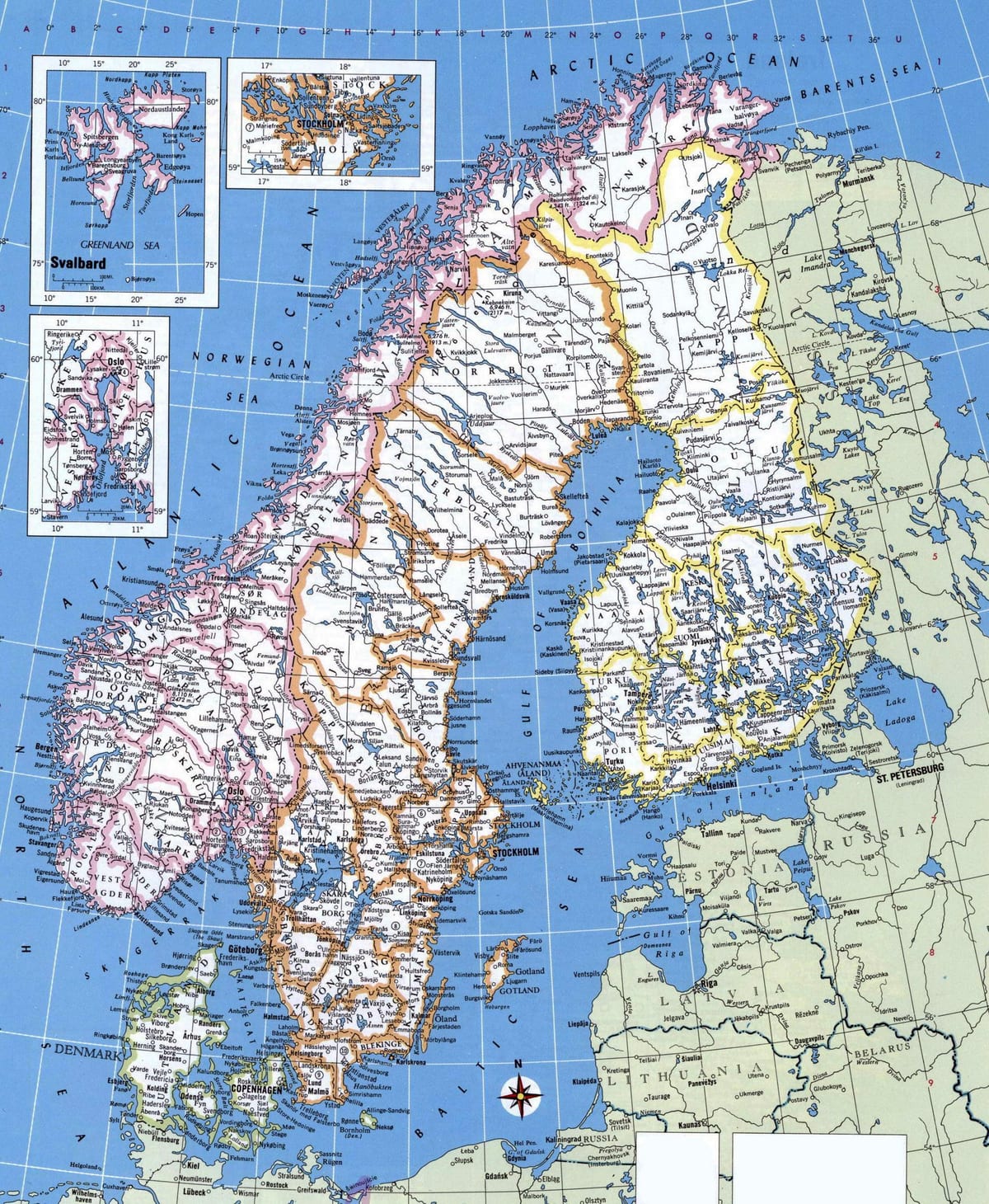 Xəritə bütün Norveç