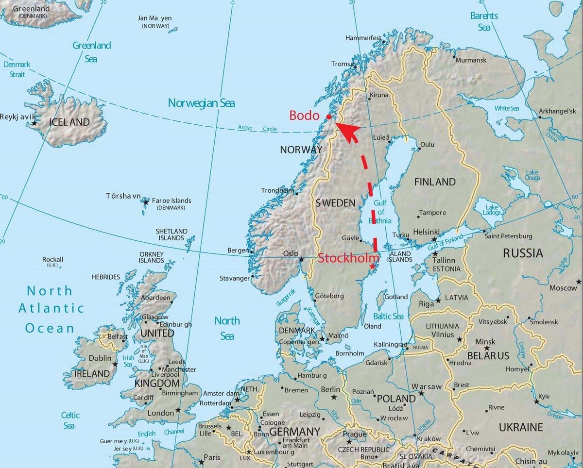 Kart Бодо Norveç