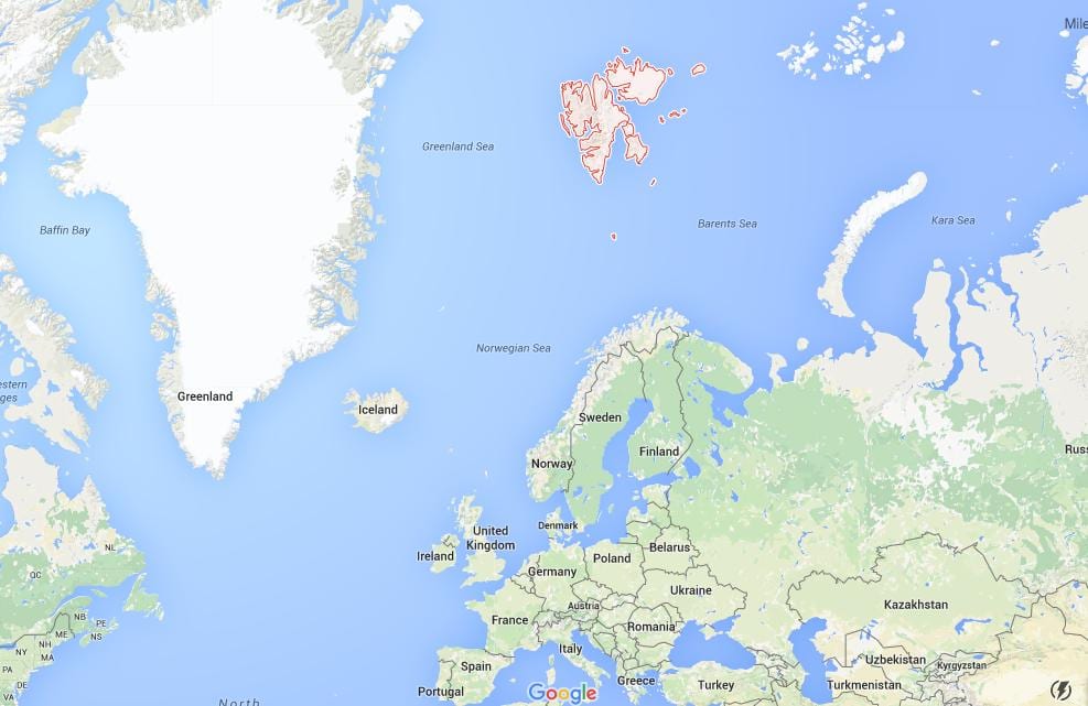 Шпицберген Norveç xəritə