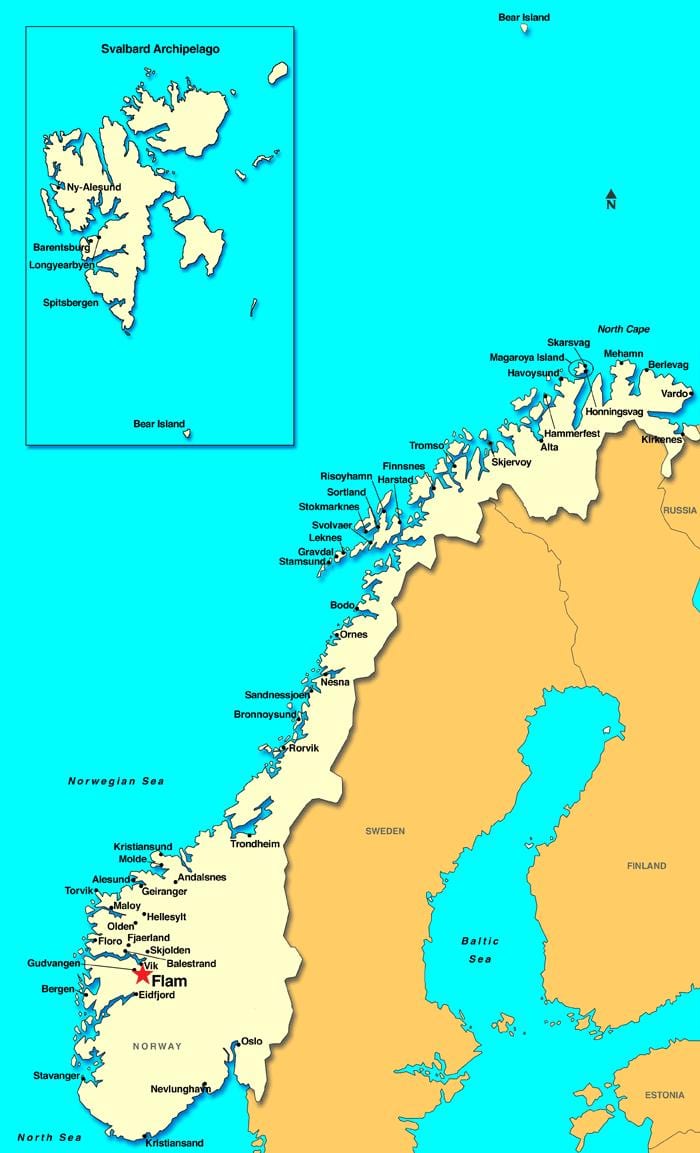 флам xəritə Norveç