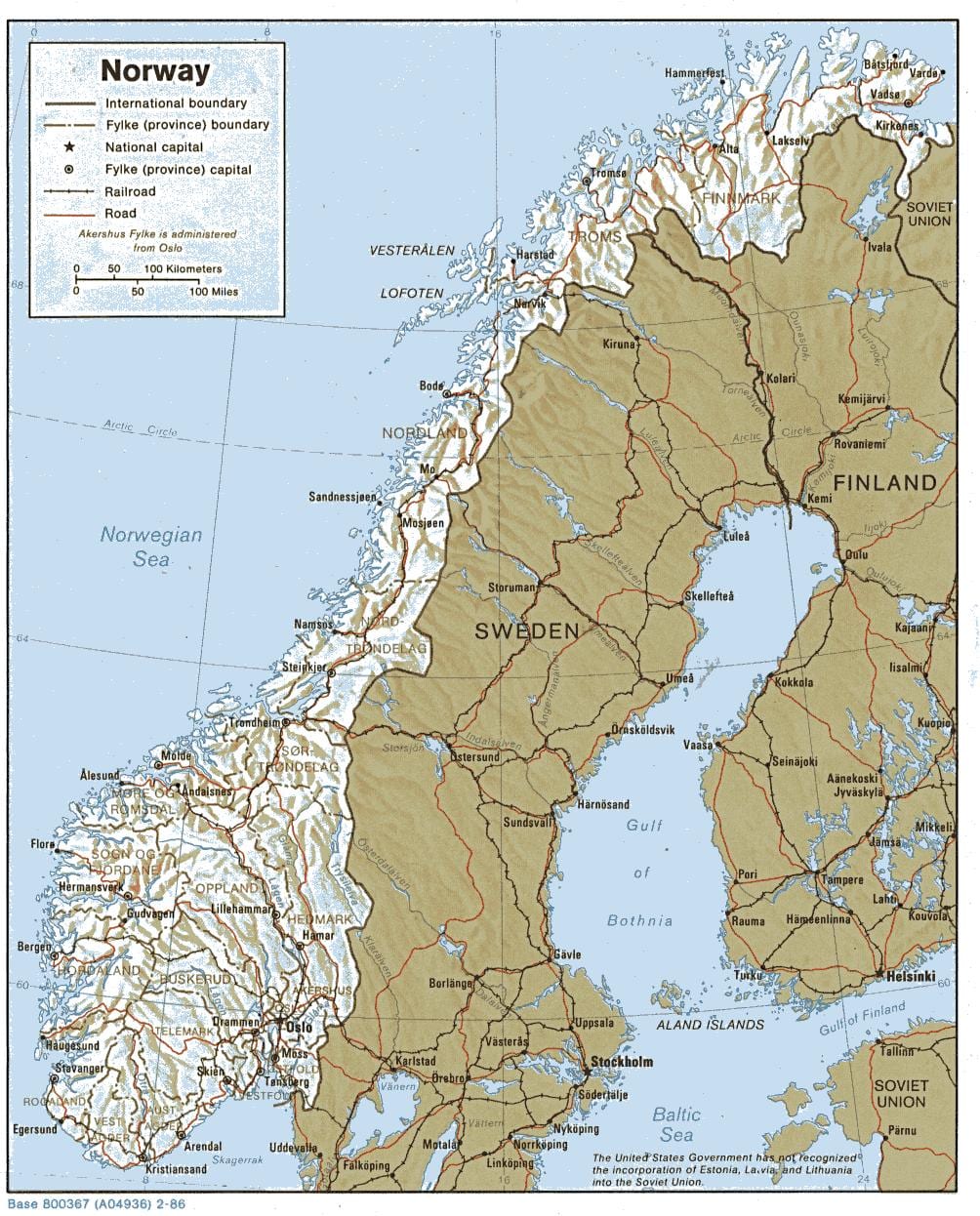 coğrafi xəritə Norveç
