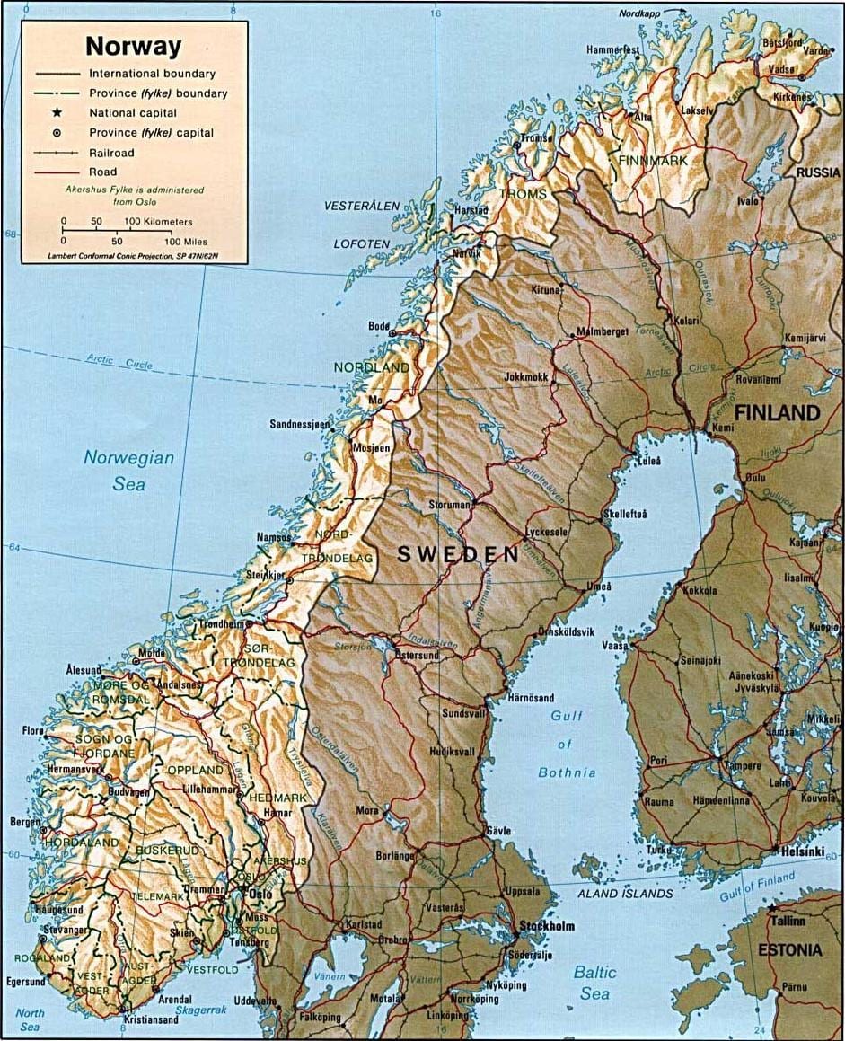Kart Norveç dağlar
