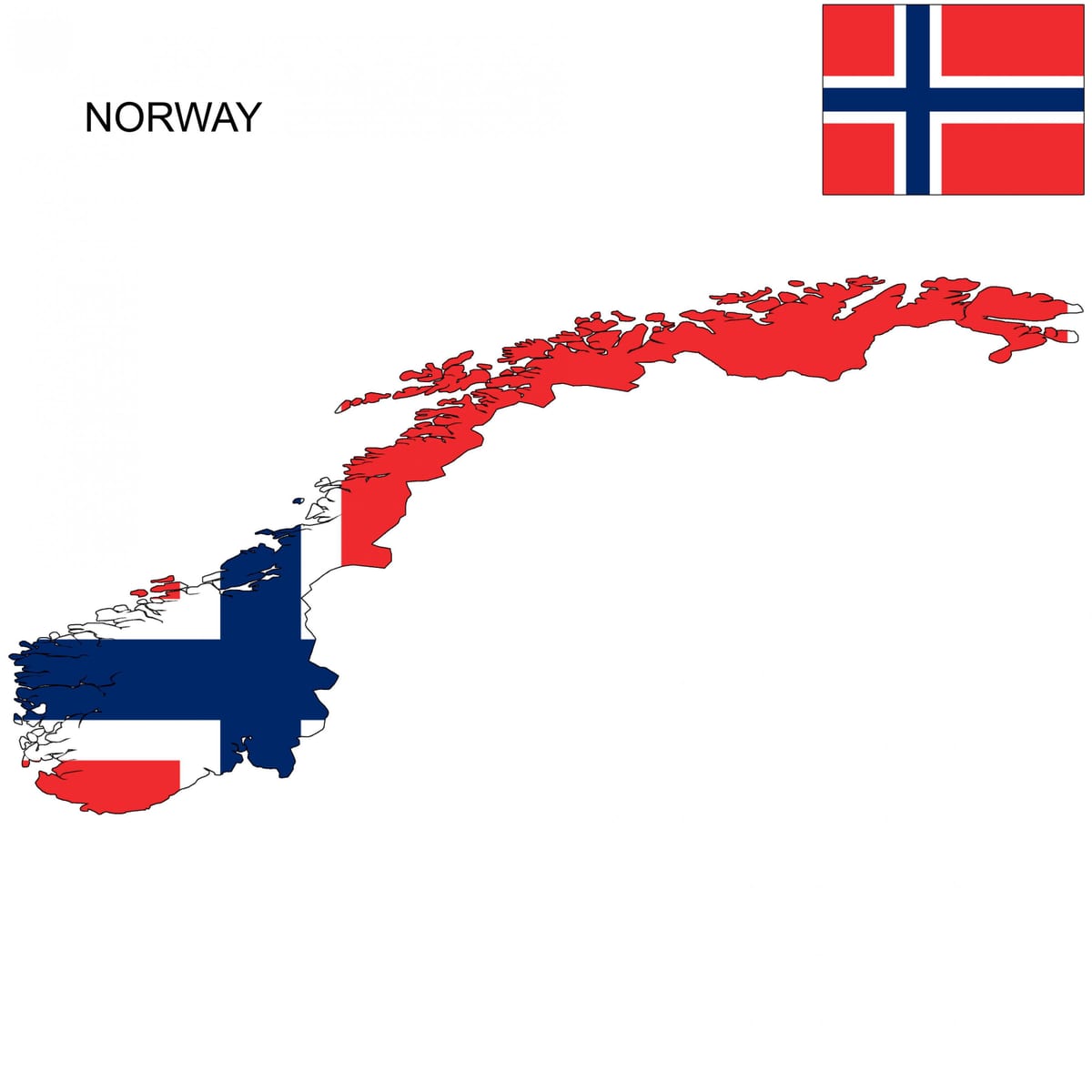 Norveç bayrağını xəritədə 