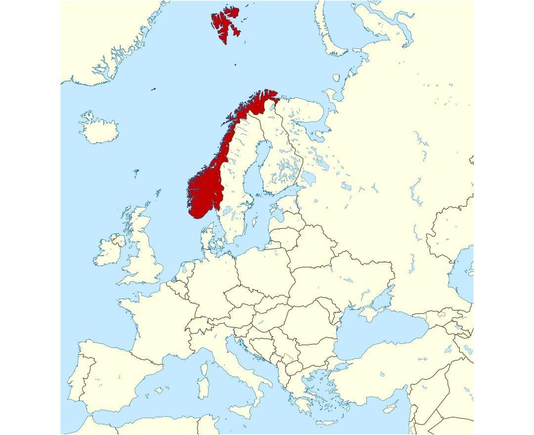 Yeri Norveç xəritədə