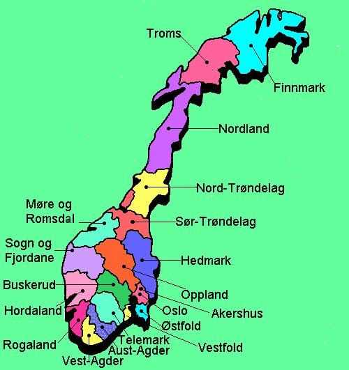 Kart milli turizm marşrutları Norveç 