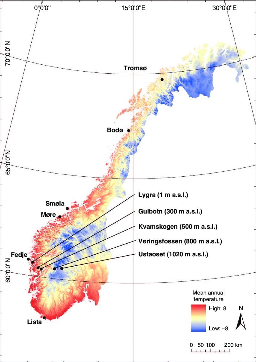 Temperatur Norveç xəritə