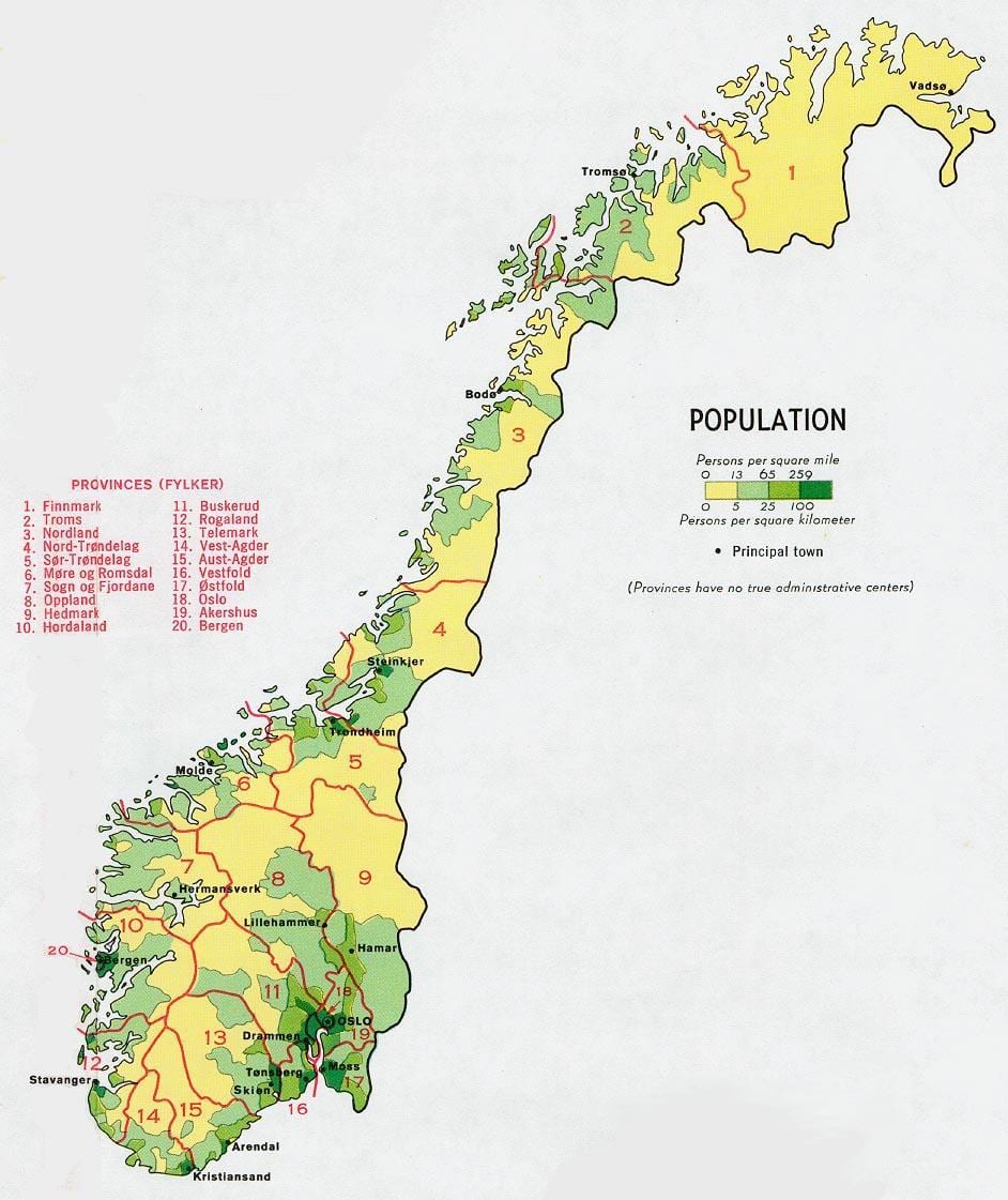 Norveç xəritədə əhalinin 