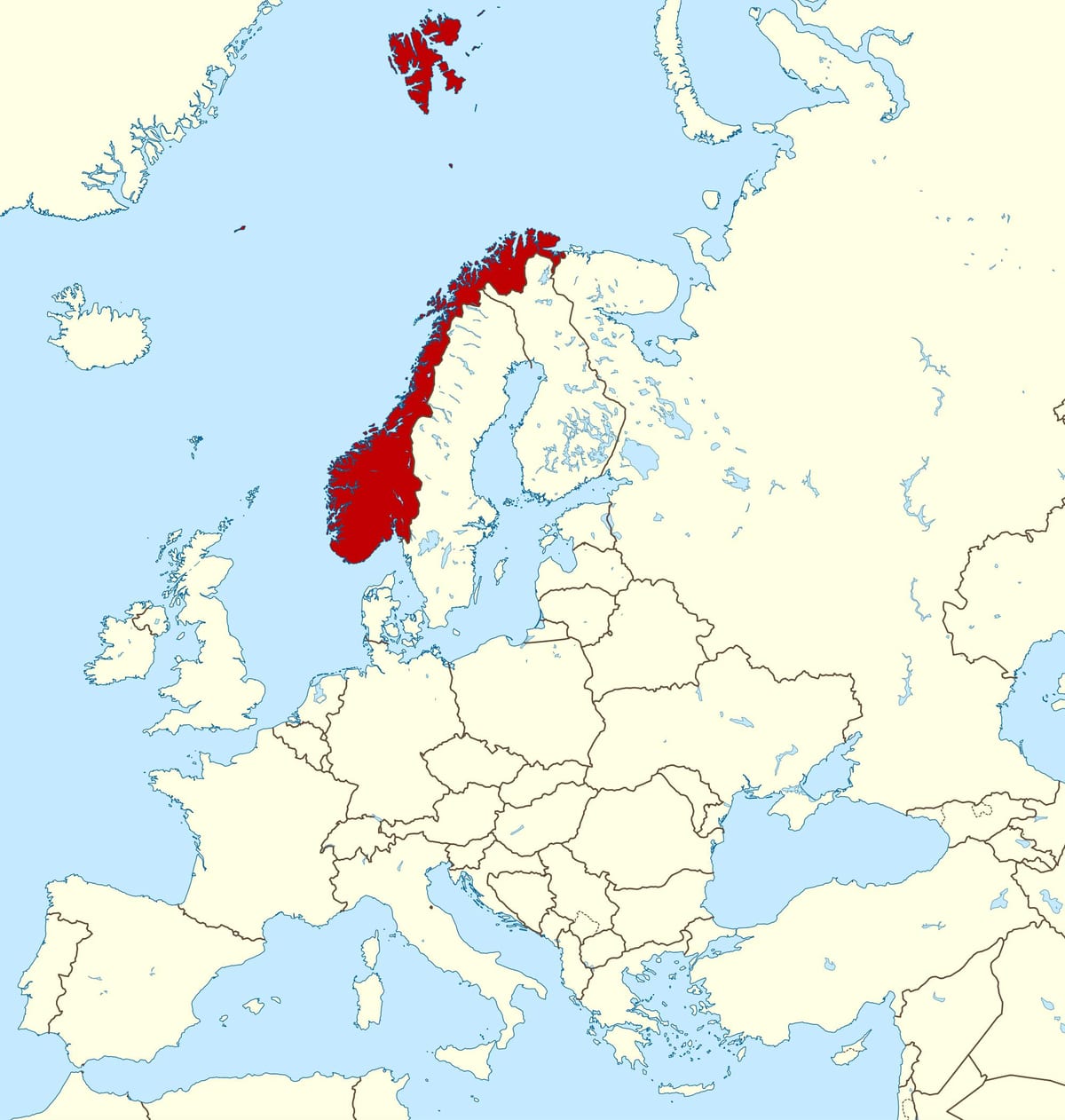 kart Norveç və Avropa