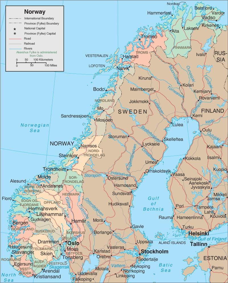 Əyalət Norveç xəritədə