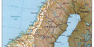 Ətraflı xəritəsi, Norveç şəhərləri ilə