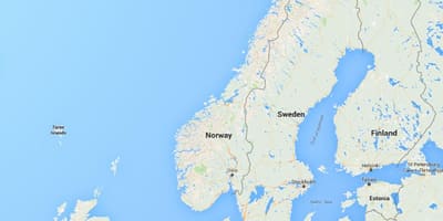 Sahil boyunca Norveç xəritədə